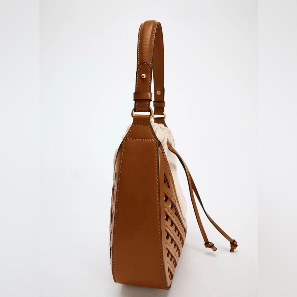 Zara Tan and Cream Shoulder Bag  A85 - Picture 7 of 10